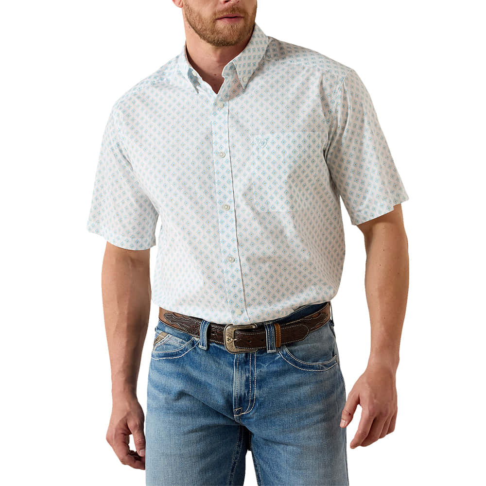 Ariat Apparel Ariat Men's Packert Classic Fit Shirt in White Medallion