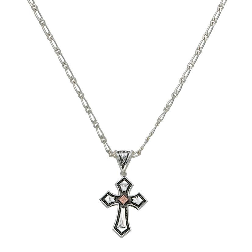 Montana Silversmiths Jewelry Montana Silversmiths Silver Cross with Brass Center 18in Necklace