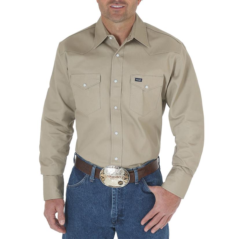 Wrangler Khaki Long Sleeve Snap Men's Shirt