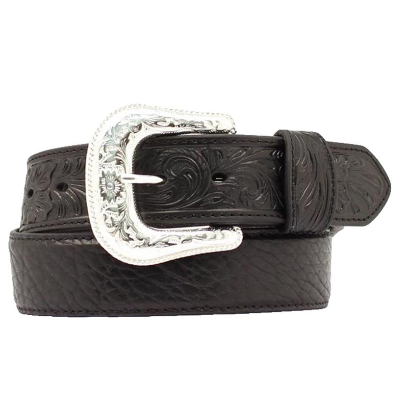 Nocona Belts Black Tooled Leather Men's Belt