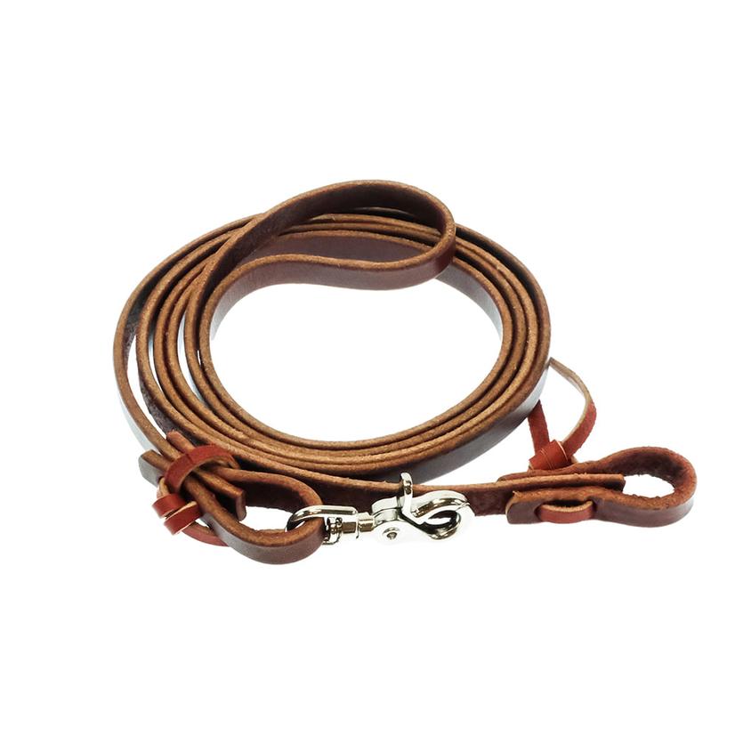 South Texas Tack Premium Latigo 8' Roping Rein with Snap - 1/2"