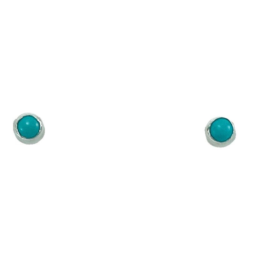 Turquoise Silver Smooth Stud Earrings