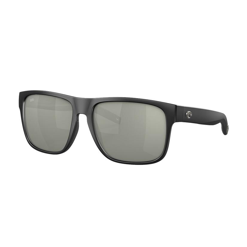 Costa Spearo XL Matte Black Frame Gray Silver Mirror Polarzied Glass Lens Men's Sunglasses