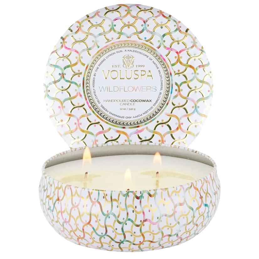 Voluspa Wildflowers 3-Wick Tin Candle 12oz