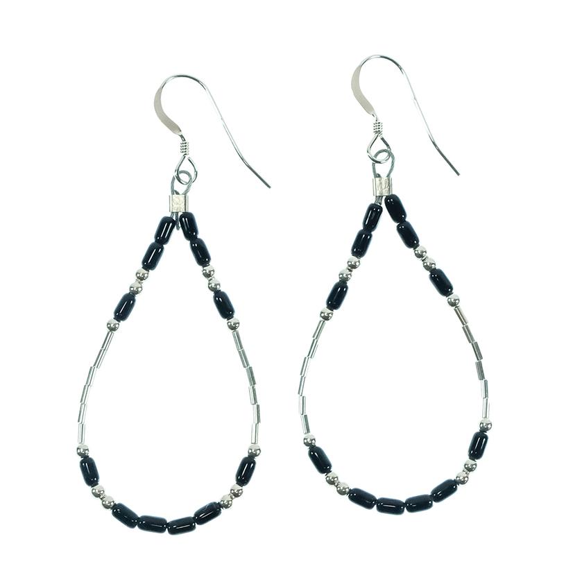 South Texas Tack Silver and Black Bead Tear Drop Earrings