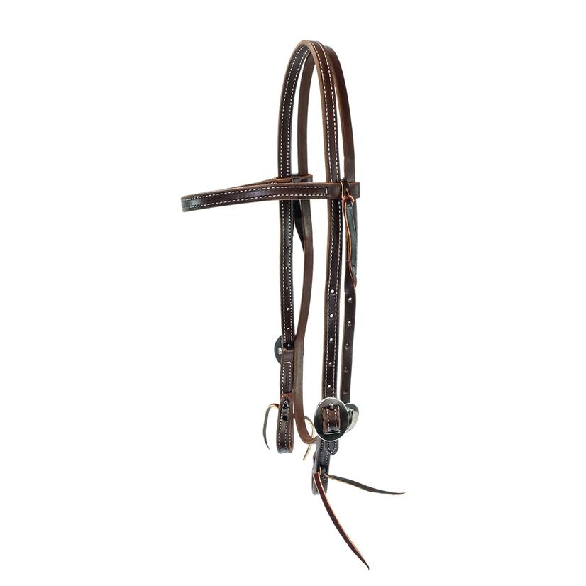 South Texas Tack 5/8" Double Stitch Double Buckle Oiled Browband Headstall