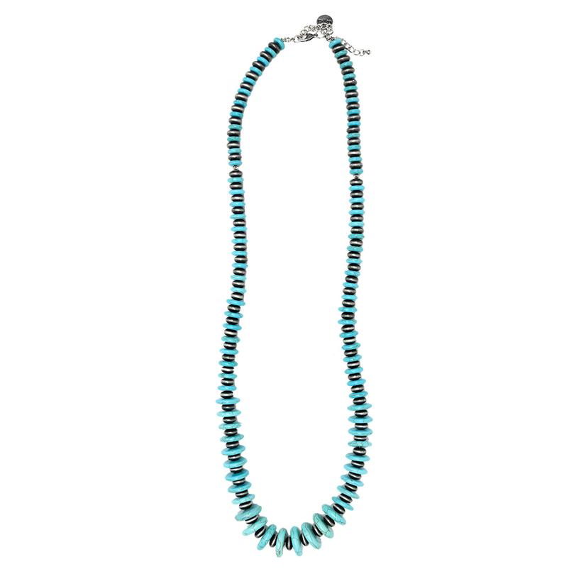 West and Co Jewelry Turquoise/Silver / 36 Inch West and Co Faux Turquoise and Navajo Pearl Disc Necklace