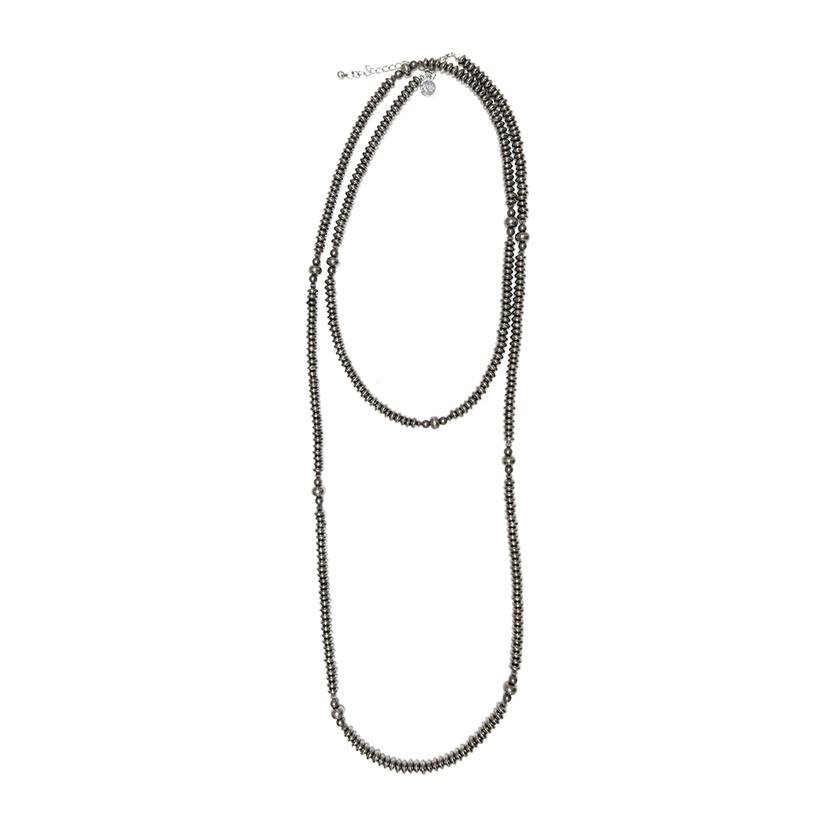 West And Co. Metallic Silver Disc Beaded Necklace