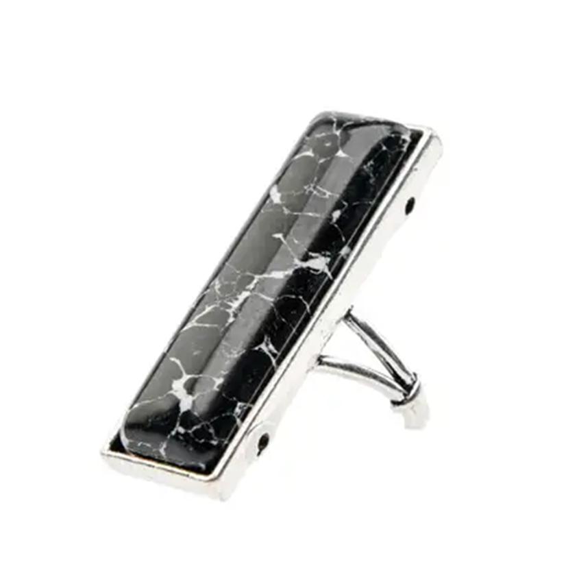 West And Co. Black And Silver Adjustable Bar Ring