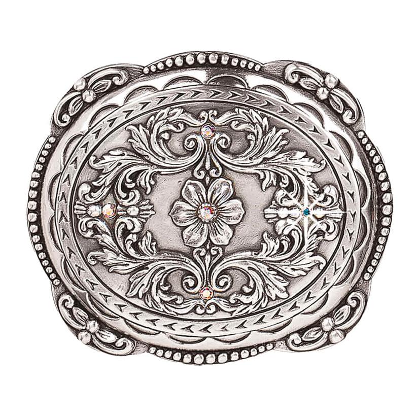 Nocona Belts Rounded Floral Silver Buckle