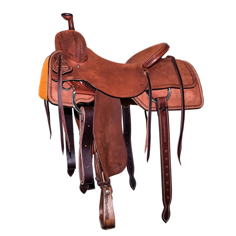 South Texas Tack Mahogany Full Rough Out Half Rope Border Ranch Curring Saddle