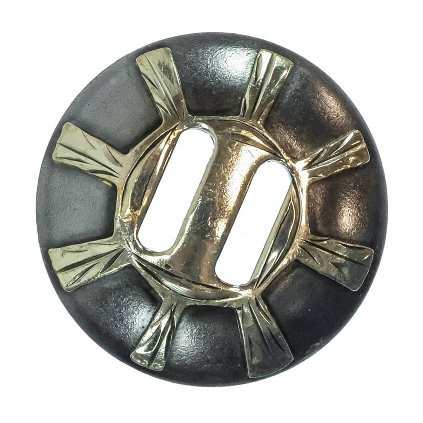 South Texas Tack Steel and Silver Bar Sun Slotted 1.5" Conchos Set of 6