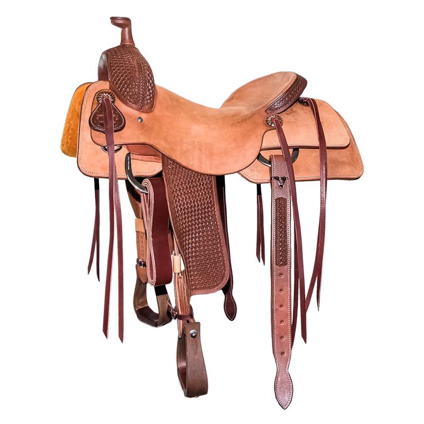 South Texas Tack Half Natural Rough Out Half Windmill Tool Ranch Cutting Saddle