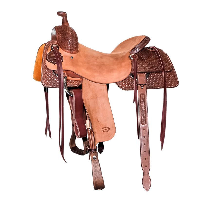 South Texas Tack Half Natural Rough Out Half Small Weave Tool Ranch Cutting Saddle