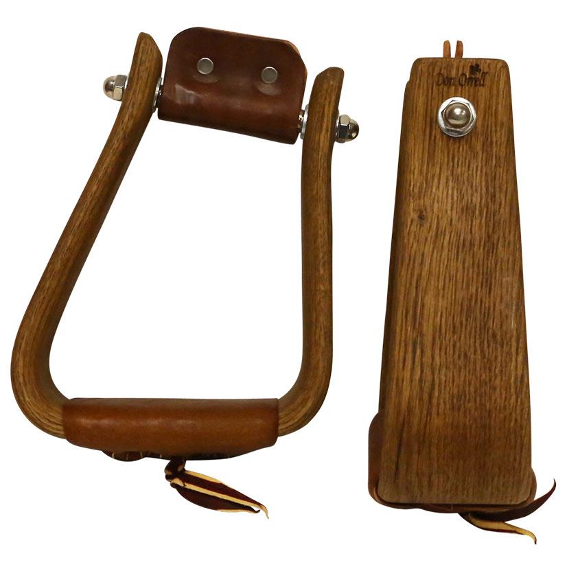 Don Orrell Stained Oak Rancher Angled Roper Stirrups
