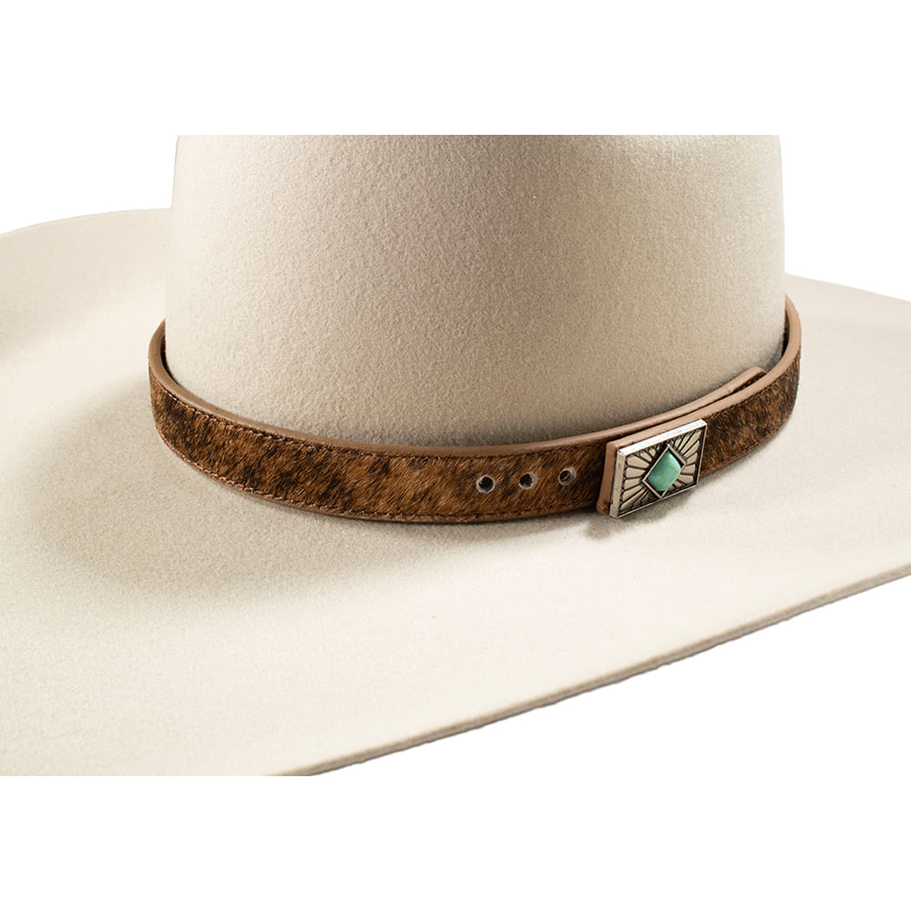 3D Belt Hats 3D Brown 3/4 Calf Hair Turquoise Stone Hatband