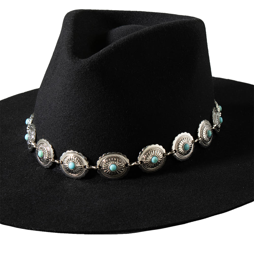 3D Belt Hats 3D Turquoise Chain 1" Concho Stone Hatband