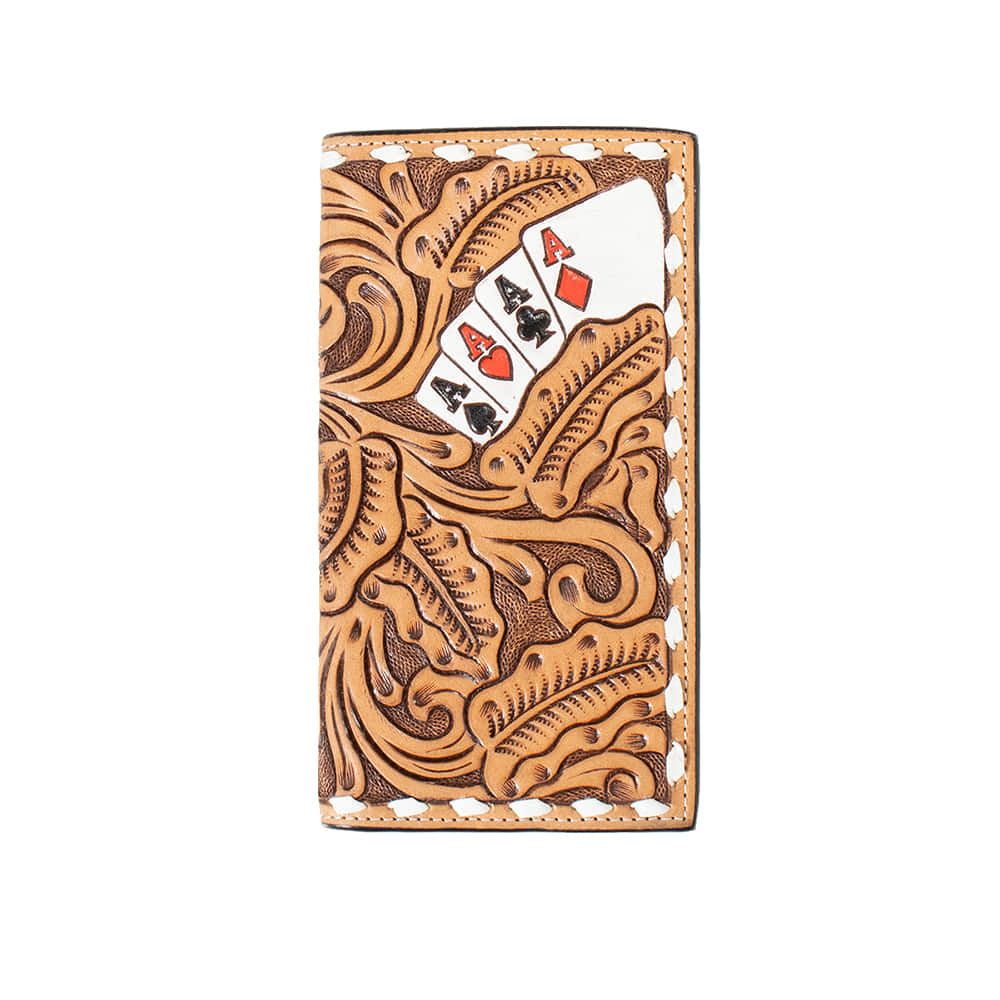 3D Belt Other 3D Belts Hand painted Ace Cards Rodeo Wallet in Natural leather