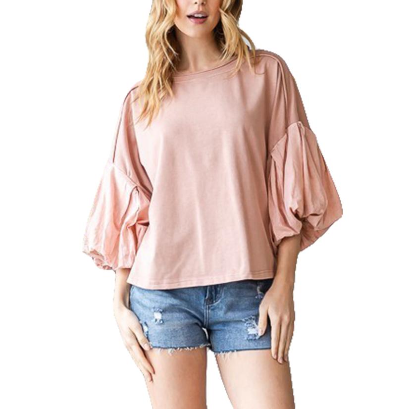 Oli and Hali Apparel Oli And Hali Ladies Relaxed Fit Blouse In Blush