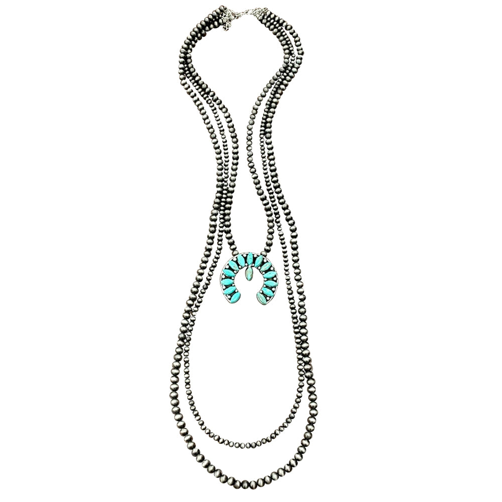 South Texas Tack Apparel Jewelry Faux Squash Naja Turquoise 3 Strand Necklace