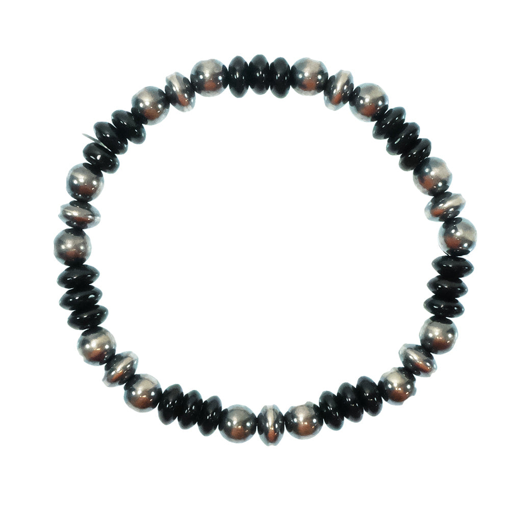 South Texas Tack Apparel Jewelry Onyx Onyx And Oxidized Bead Stretch Bracelet OSFA