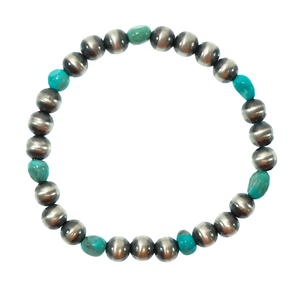 South Texas Tack Apparel Jewelry Turquoise Oxidized Bead And Turquoise Stretch Bracelet