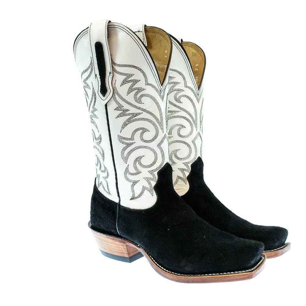 Fenoglio Custom White Glazed Black Italian Roughout Women's Boots
