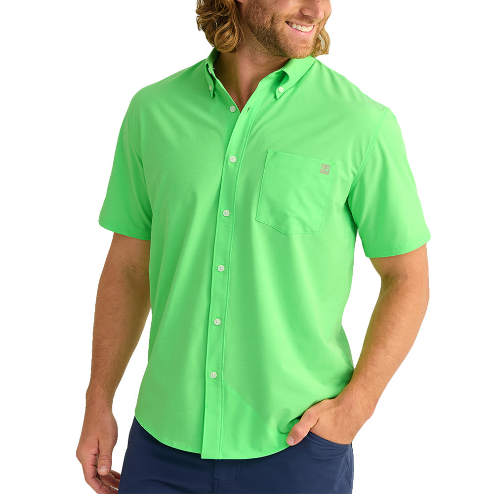 Kona Short Sleeve Button-Down Men's Shirt In Green by Huk