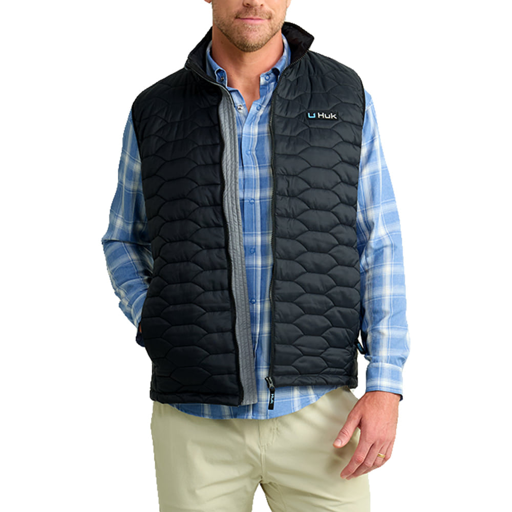 Black Zip Front Scale Men's Vest by Huk