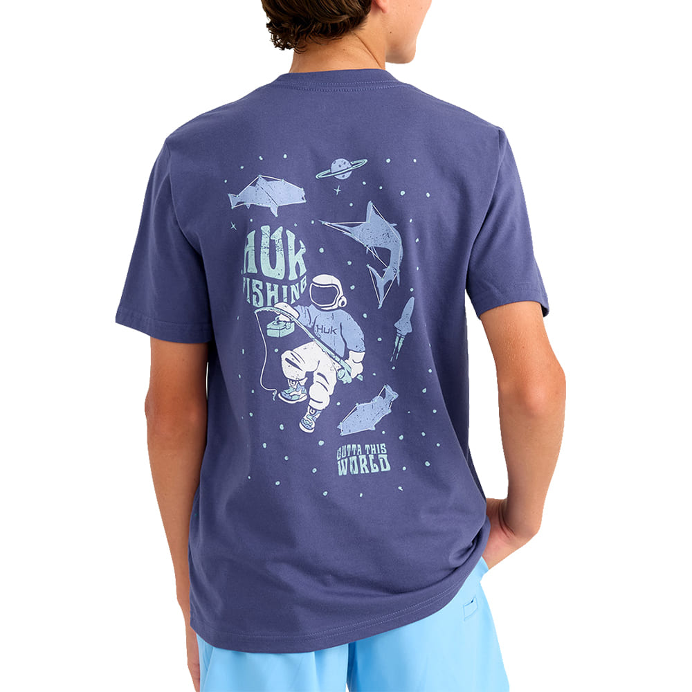 Huk Apparel Huk Boys Short Sleeve Graphic Glow Tee Outta This World In Skipper Blue
