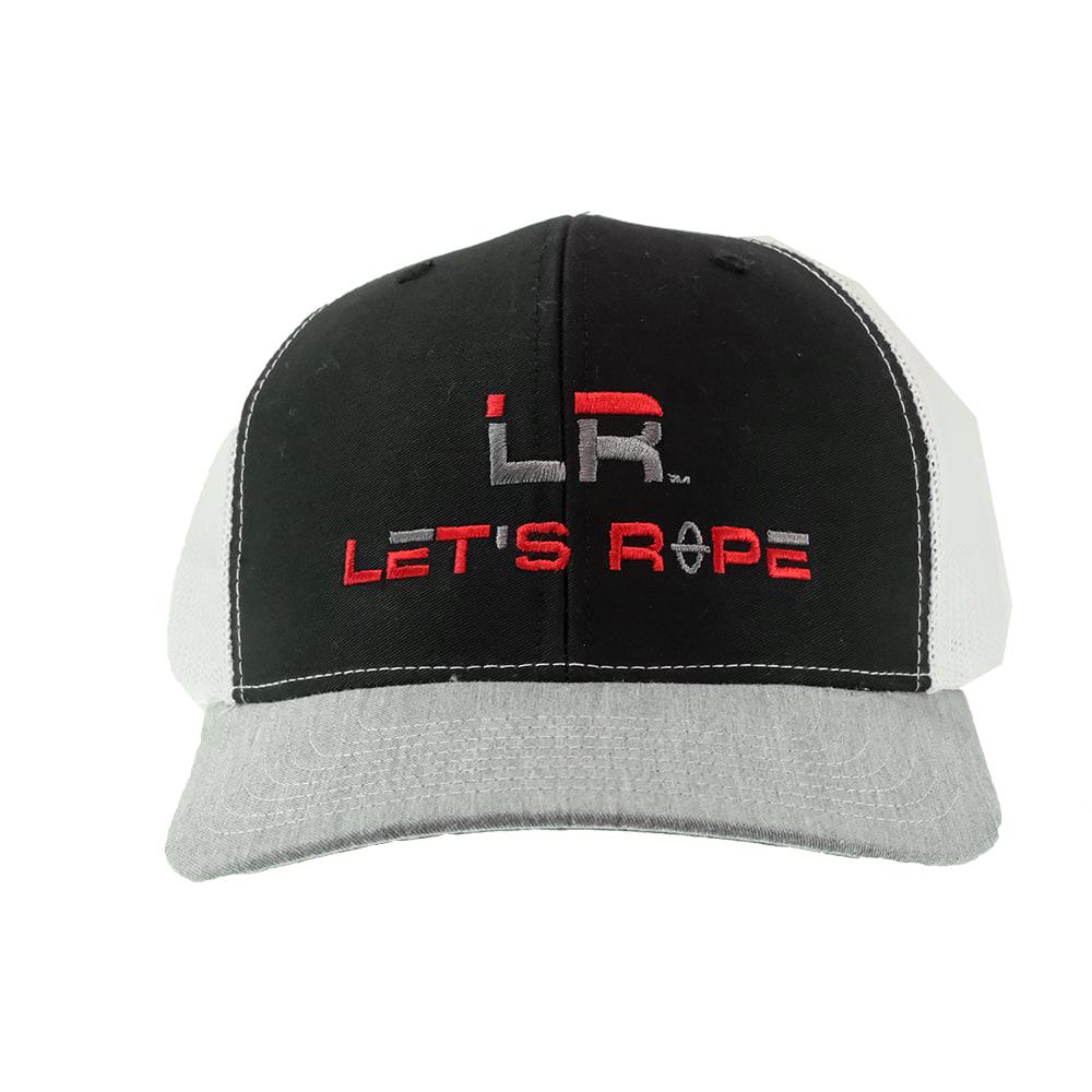 Let's Rope Black and Heather Grey with White Mesh Back Cap