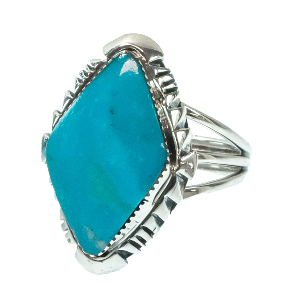 Calvin Belin Native American Navajo Sterling Silver Turquoise Ring