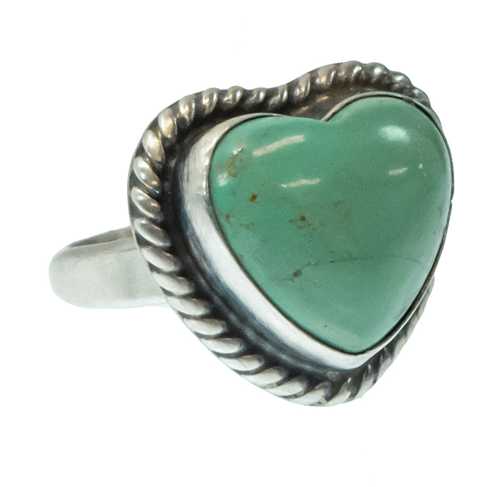 South Texas Tack Apparel Jewelry J. Native American Navajo Sterling Silver Turquoise Heart Ring