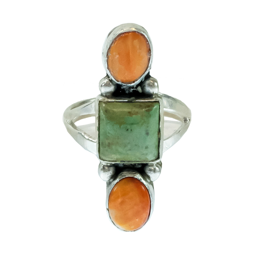 South Texas Tack Apparel Jewelry B. Spiny Oyster Turquoise Native American Navajo Sterling Silver Ring