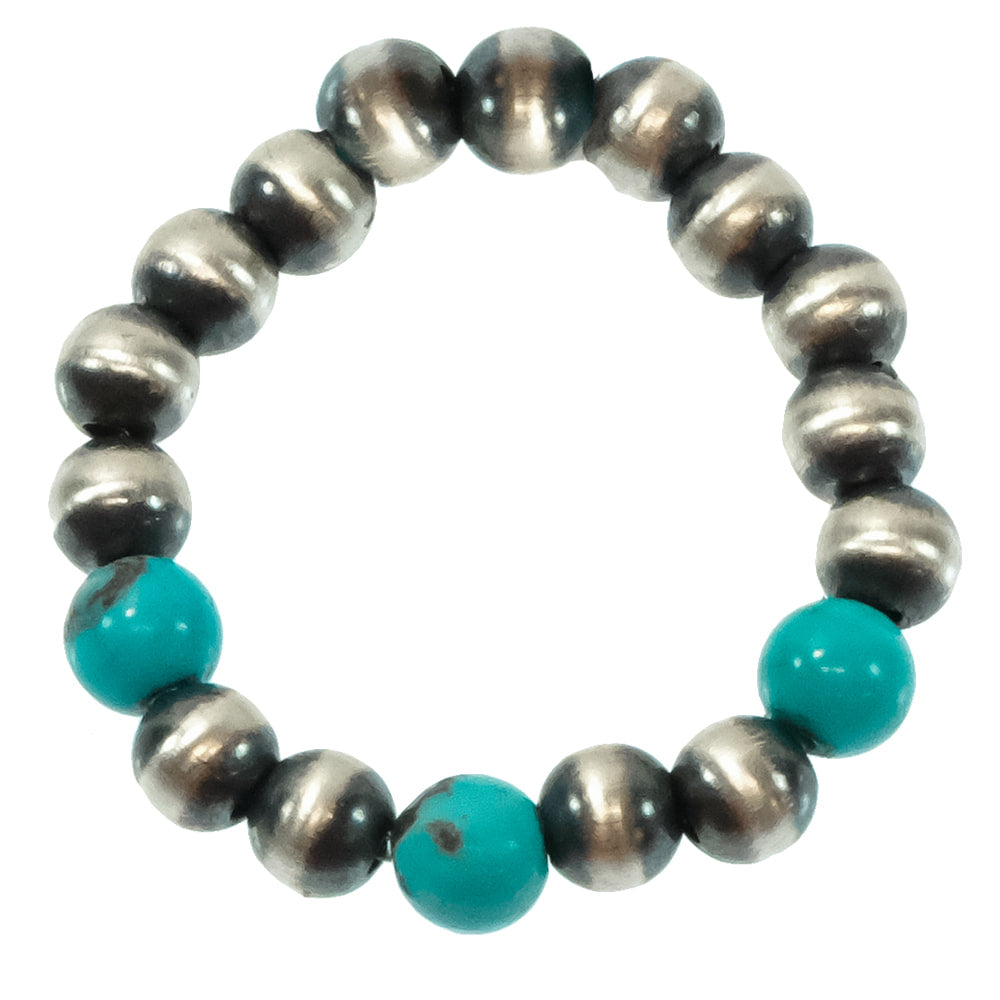 South Texas Tack Apparel Jewelry Stacker Ring Oxidized Bead and Turquoise