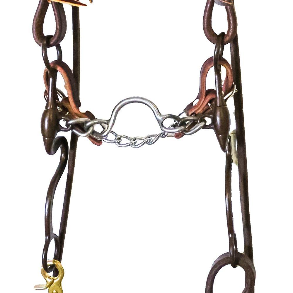 South Texas Tack Bridle Set w/RB Antique Smooth Ported Chain Bit with Roping Reins