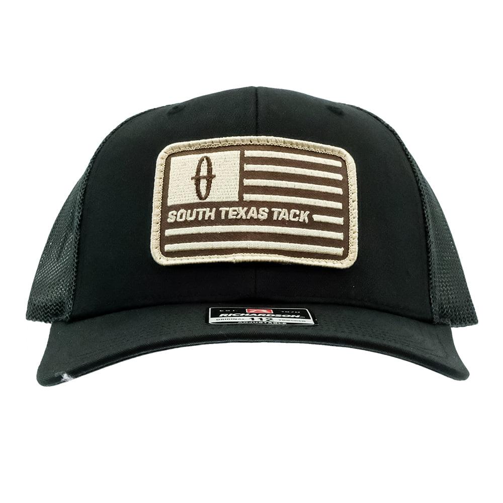 South Texas Tack Flag Patch Black Mesh Back Cap