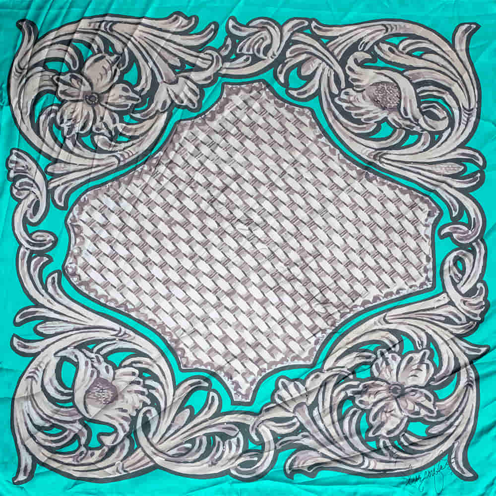 A Rare Bird Apparel Turquoise / 36"x36" A Rare Bird Turquoise Tooled Monochrome Wild Rag