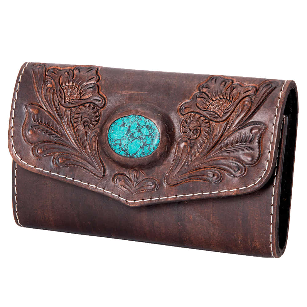 American Darling Other American Darling Women's Genuine Leather Wallet With Turquoise Stone