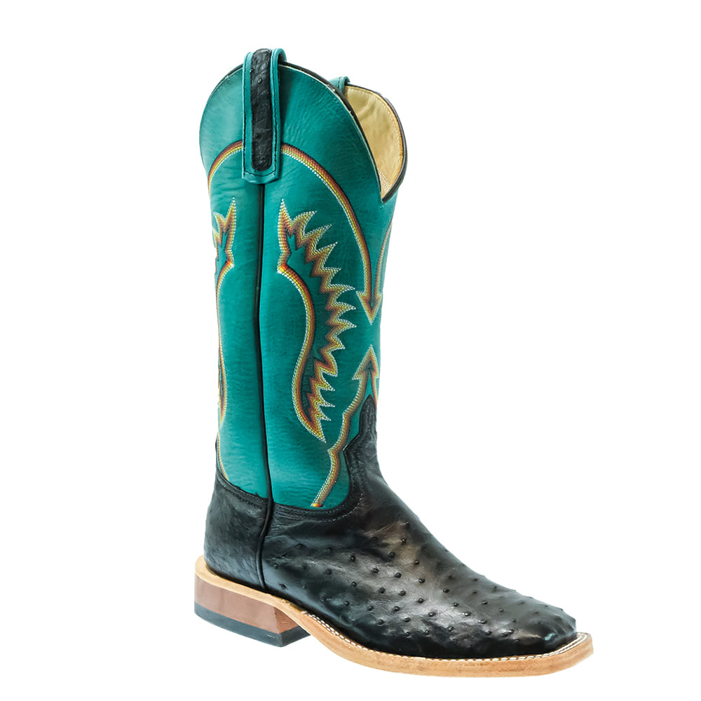 Anderson Bean Footwear Anderson Bean Sea Foam Barcelona and Black Ostrich Full Quill Men's Boots