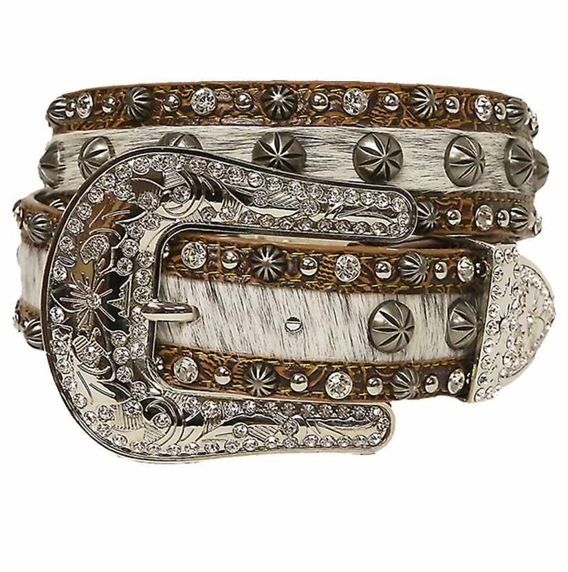 Angel Ranch Apparel Angel Ranch Womens Blue Roan Hair and Antique Stud Belt