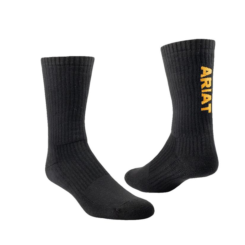 Ariat Apparel Ariat Black Basis Cotton Crew 3 Pair Pack Socks