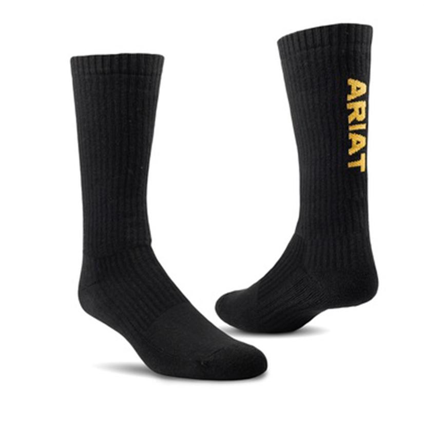Ariat Apparel Ariat Black Cotton Mid Calf 3 Pair Work Socks