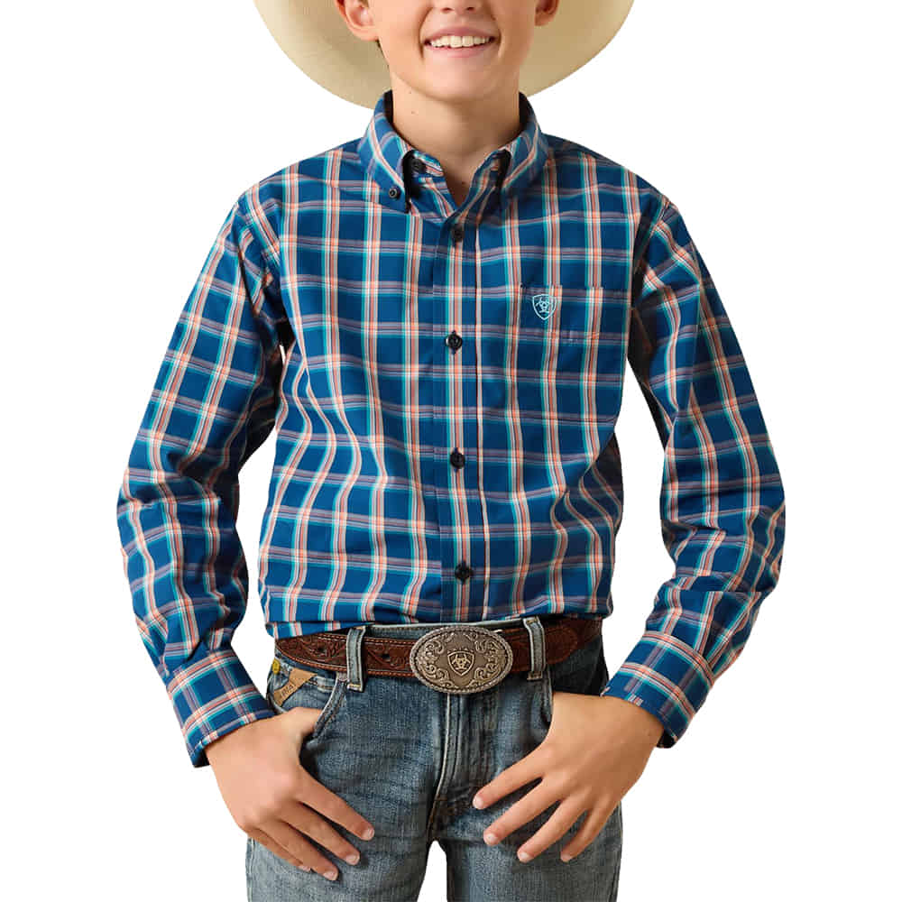 Ariat Apparel Ariat Boy's Poseidon Plaid Pro Series Long Sleeve Shirt