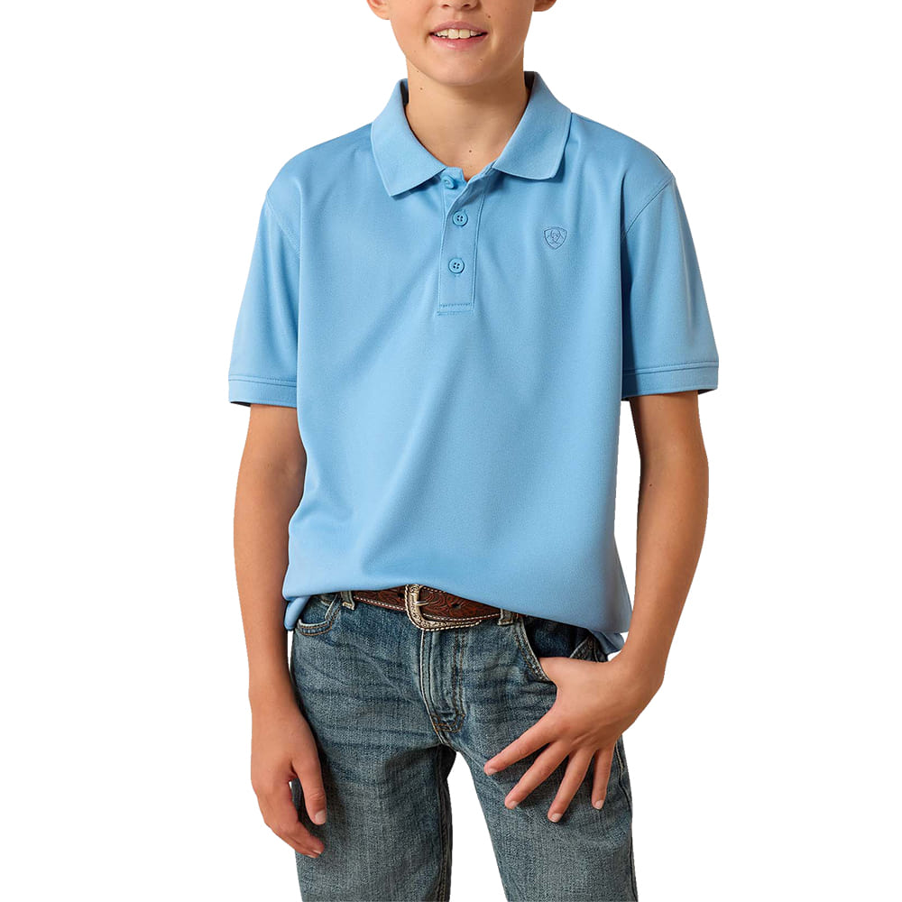 Ariat Apparel Ariat Boy's Tek Classic Fit Polo in Blissful Blue