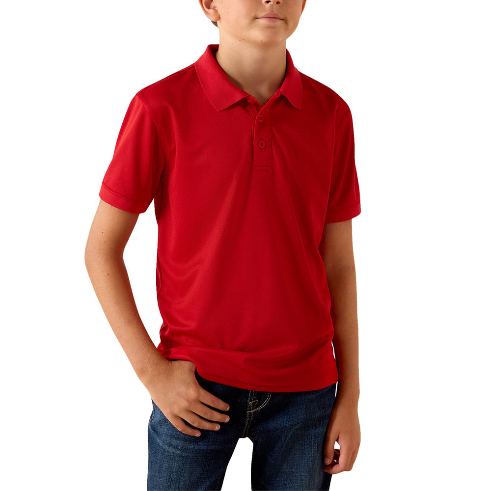 Ariat Apparel Ariat Boy's Tek Classic Fit Polo in Scarlet