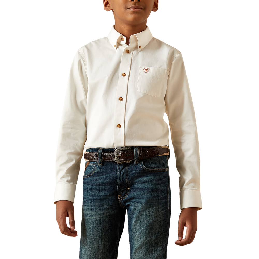 Ariat Apparel Ariat Boy's White Classic Casual Series Long Sleeve Button-Down Shirt
