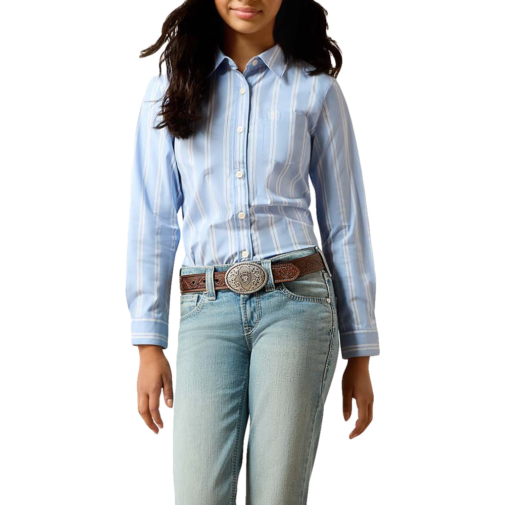 Ariat Apparel Ariat Girl's Ashleigh Blue Stripes Long Sleeve Kirby Button-Down Shirt