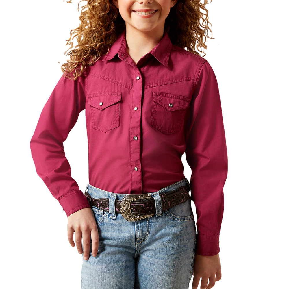 Ariat Apparel Ariat Girl's Burgundy Long Sleeve Snap Shine Bright Shirt