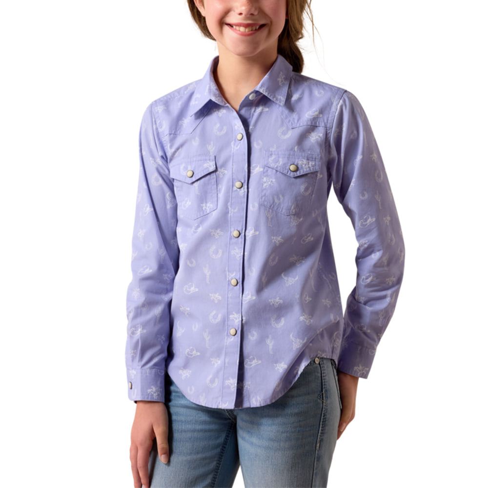 Ariat Apparel Ariat Girl's Lavender Western Motifs Long Sleeve Shirt